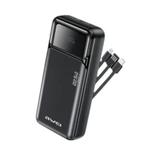 Awei PA‑93 20000mAh 22.5W Fast Charging Power Bank with Built‑in Dual Cables